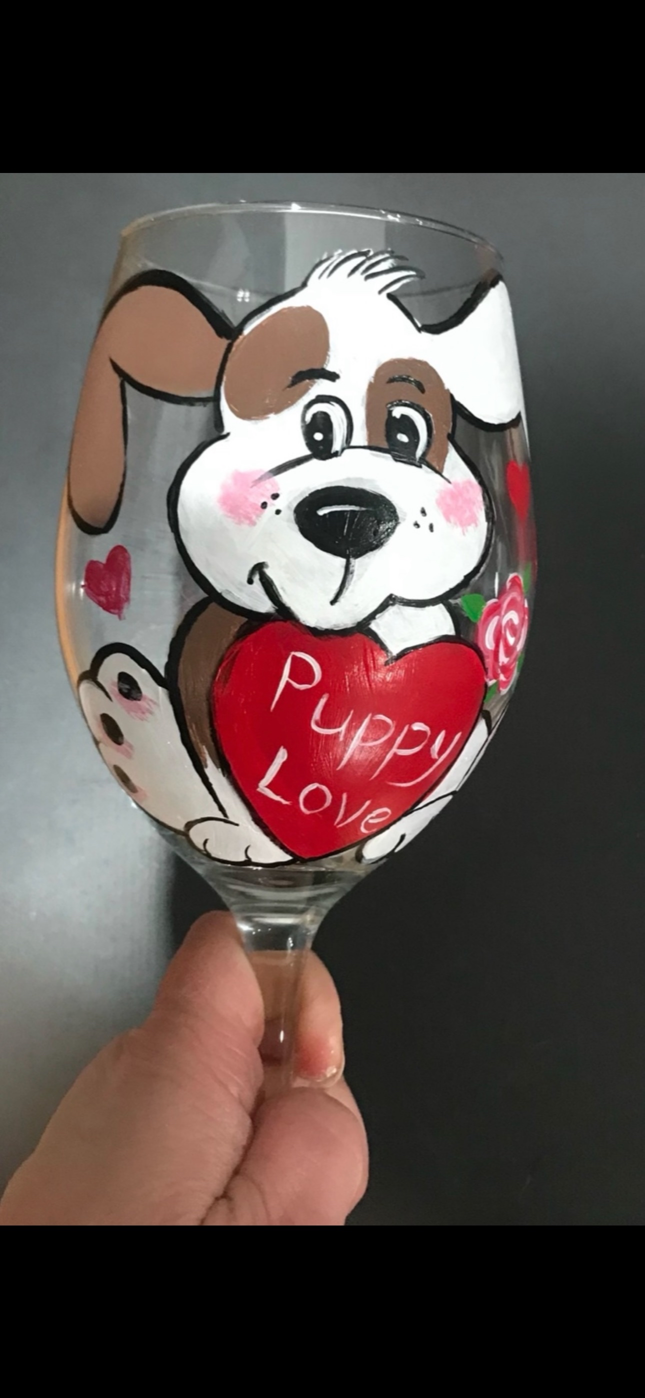 Puppy Love Wine Glass